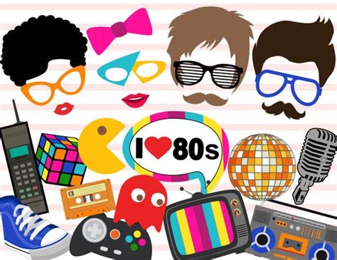 Instant Download 80s Photo Booth Props 1980s Party