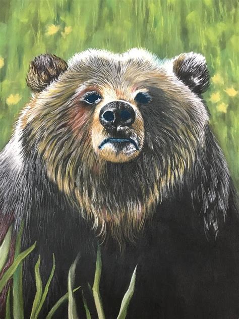 Grizzly Bear Painting By Joan Koser