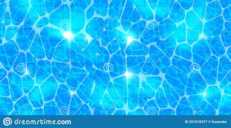 Top View Swimming Pool Seamless Pattern With Sunlight Glare Reflect Caustic Ripples And Tiled