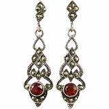 Garnet Earrings Silver Images