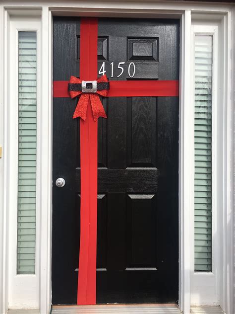 Red Christmas Bow Front Door Wrapping Decoration Front Door Christmas
