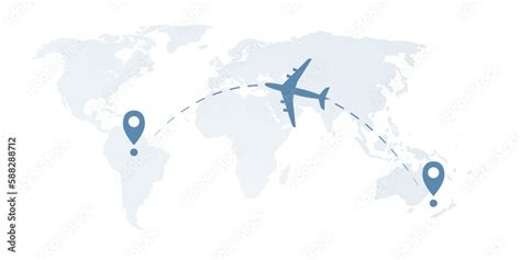 Traveling All Around The World Travel By Airplane World Map Design