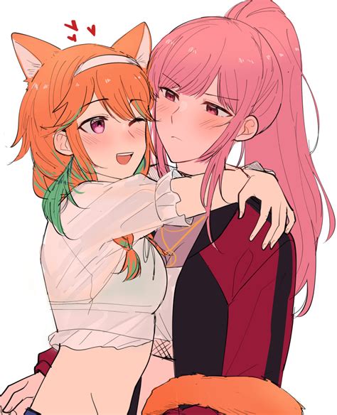 Safebooru 2girls Absurdres Animal Ears Blush Cat Ears Cat Tail Couple