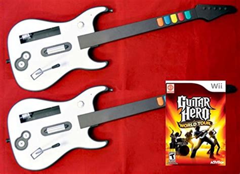 Nintendo Wii Wii U Guitar Hero World Tour Game 2 Wireless Guitar Controllers Double Bundle Set