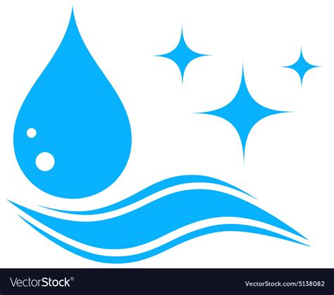Water Icon With Drop And Wave Silhouette Vector Image