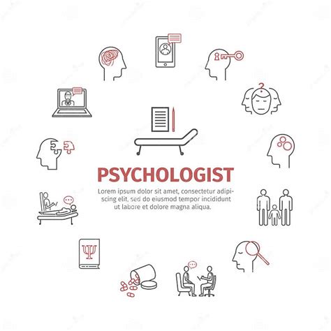 Psychologist Line Icons Set Conceptual Infographics Counseling