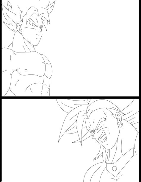 Goku Vs Broly Lineart By Boutassai On Deviantart