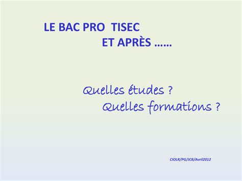 Le Bac Pro Tisec Et Après Formations En 1 An