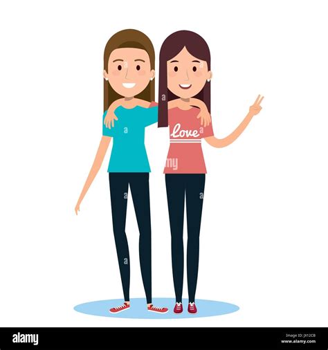 Best Friends Illustration Featuring Two Girls Holding Hands While