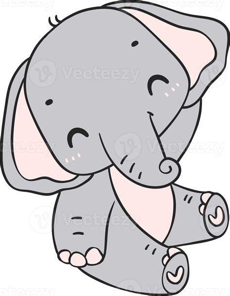 Baby Elephant Sitting Cartoon Doodle 33136433 Png