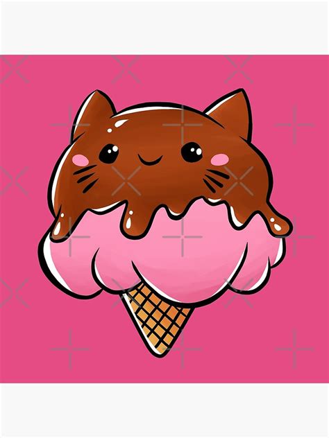 Cute Cats Ice Cream Poster By Moemiyusart Redbubble