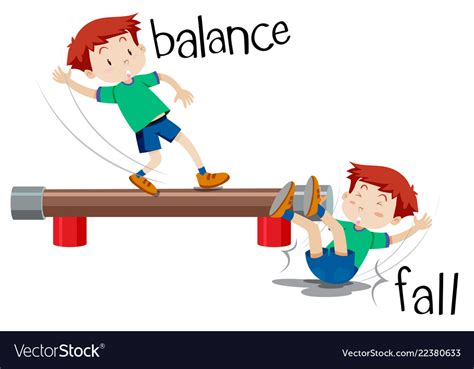 A Boy Comparison Of Balance And Fall Royalty Free Vector