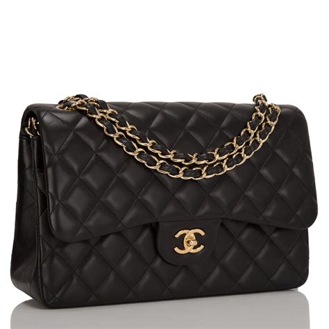 Chanel Black Quilted Lambskin Jumbo Classic Double Flap Bag Worlds Best