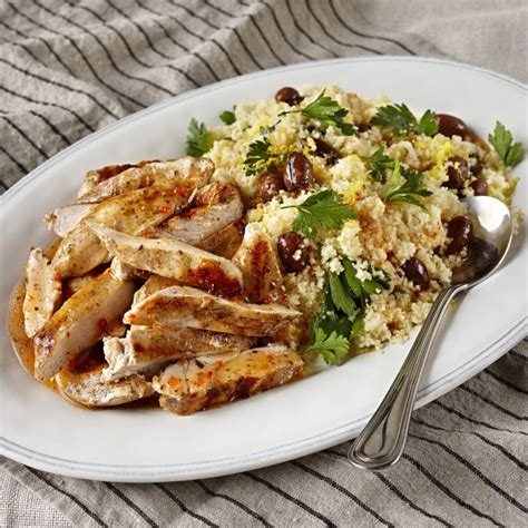 Maybe you would like to learn more about one of these? Moroccan Spiced Chicken with Lemon Olive Couscous Recipe ...