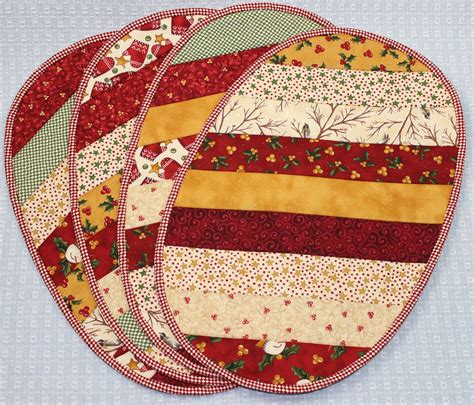 Christmas Cotton Oval Quilted Placemat Set 3500 Via Etsy
