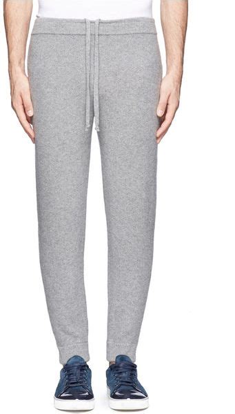 Club Monaco Knitted Cashmere Drawstring Sweatpants In Gray For Men