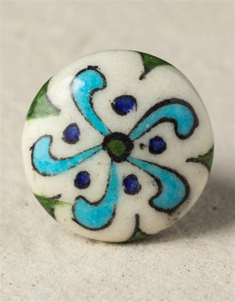 Shop Well Designed White Ceramic Dresser Cabinet Knob With Turquoise