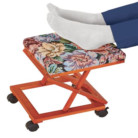 Epc Collapsible Footstool Ottoman Tapestry Covered Fold Away Portable