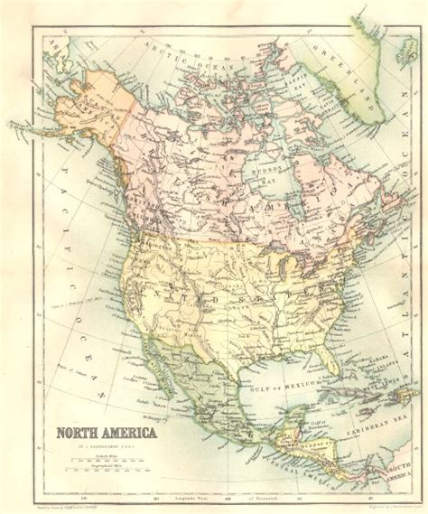 North America North America 1864 Old Antique Vintage Map Plan Chart
