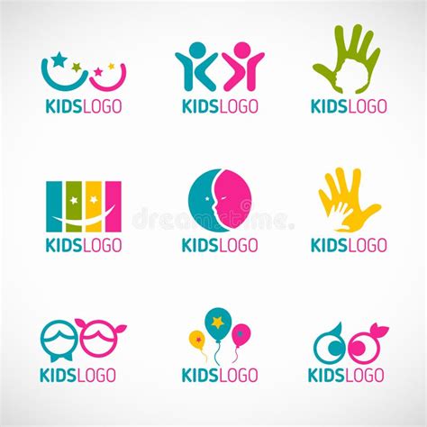 Kids Child Art And Fun Logo Vector Set Design Stock Vector