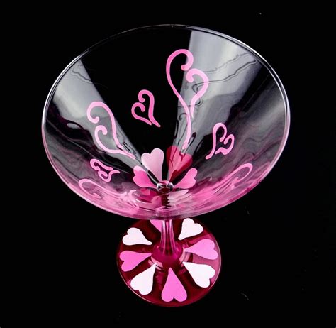 Valentine Hearts Martini Glass Hand Painted Valentines Etsy