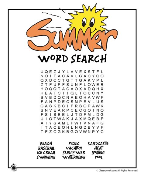 Summer Word Search Woo Jr Kids Activities