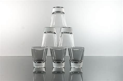Classic Shot Glasses Set Of 6 Plain Clear Glass Barware