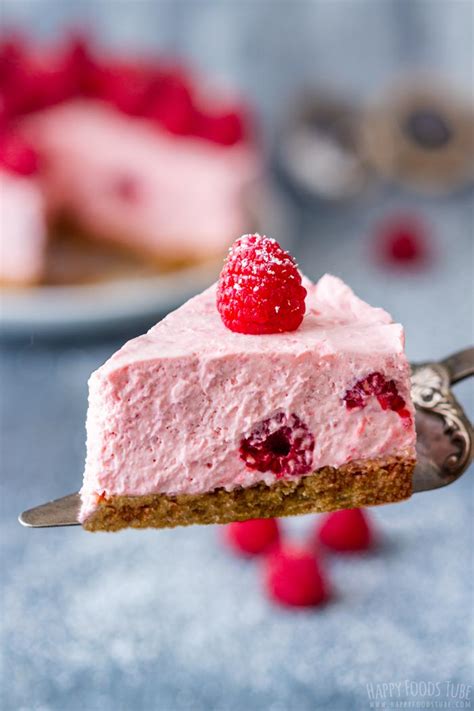 Remove the sides from the tin and peel off the lining paper. No Bake Raspberry Cheesecake Recipe - Happy Foods Tube