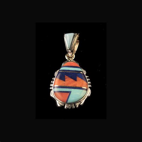 Native American Jewelry Calvin Begay Navajo Reversible Teardrop Pendant