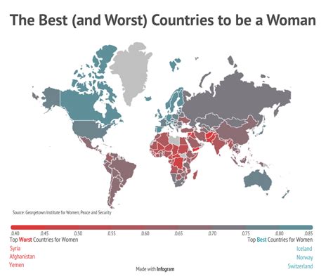 The Best And Worst Countries To Be A Woman Map Planet Map History