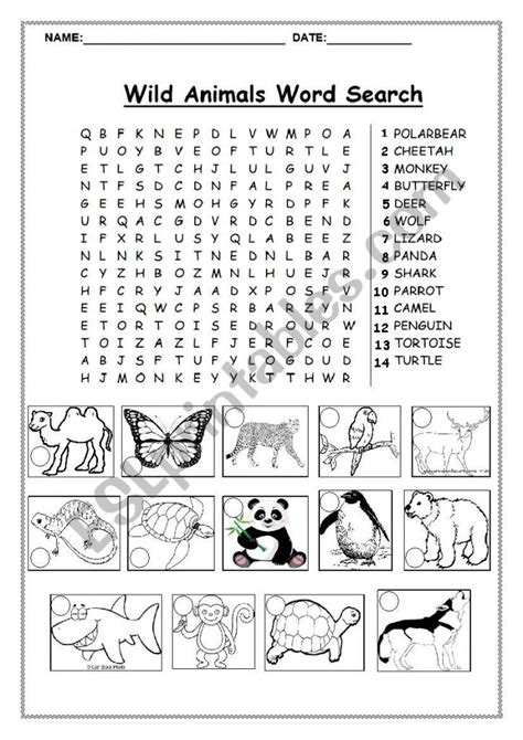 Wild Animals Word Search Esl Worksheetzehra014 Word Search Printable