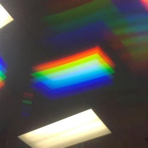 Fluorescent light viewed through a diffraction grating ...