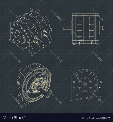 Rotary Engine Blueprints Royalty Free Vector Image