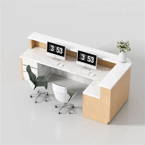 Popular Latest Design L Shape Wood Marble Reception Desk
