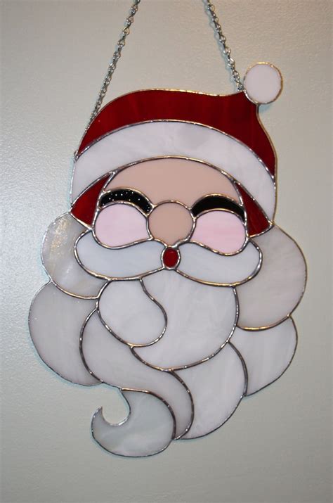 Stained Glass Christmas Santa Claus Panel Suncatcher By Imakeglass