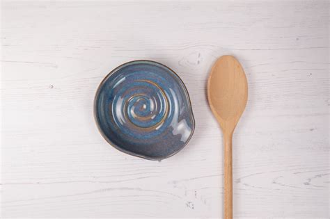 Spoon Rest Blue Stoneware Pottery Handmade Ceramic Kitchen Etsy