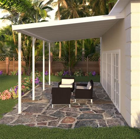 10 Ft Deep X 20 Ft Wide White Attached Aluminum Patio Cover 4 Posts