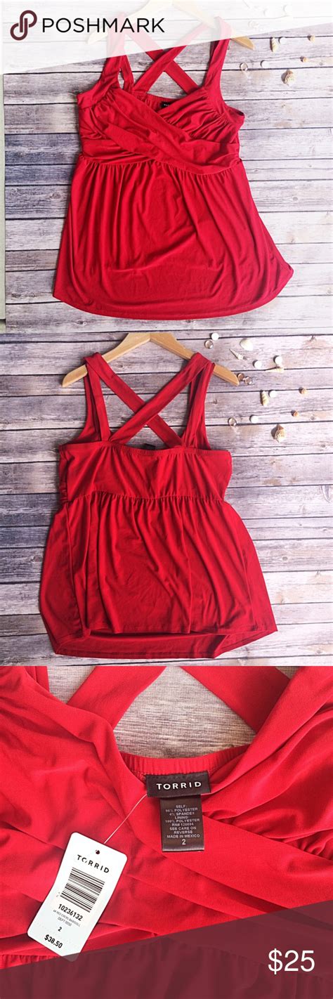 HP Torrid Crimson Red Crisscross Babydoll Top Fashion Clothes