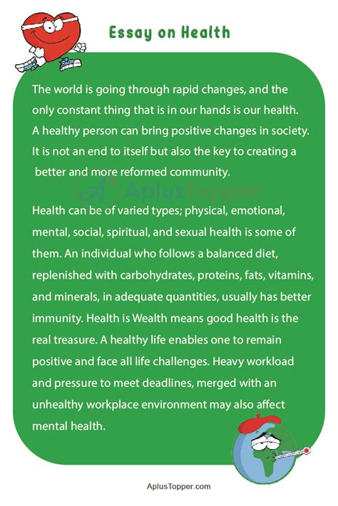 Essay On Health Health Essay For Students And Children In English A