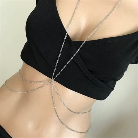 Silver Layered Body Chain Body Jewelry Simple Body Chain Body Jewelry Beach Jewelry Chain
