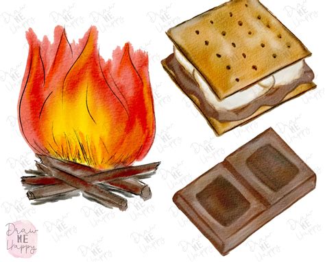 Smores Clipart Campfire Clipart Camping Graphics Etsy