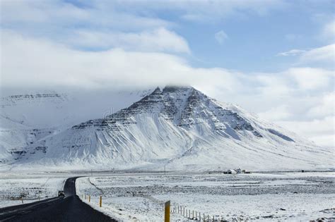 Impressive Snowy Volcanic Landscape Stock Photo Image Of Covered