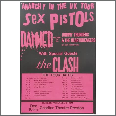 B36892 The Sex Pistols The Clash 1976 Anarchy In The Uk Preston Concert Poster Uk Tracks