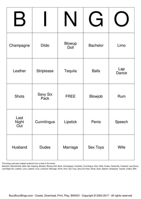 Sex Party Bingo Cards To Download Print And Customize