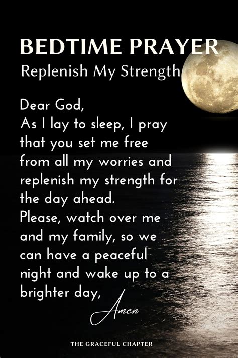 Replenish My Strength Bedtime Prayer Good Night Prayer Quotes