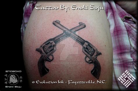 Crossed Revolver Pistols Tattoo By Enoki Soju By Enokisoju On Deviantart
