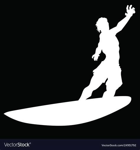 Silhouette A Cartoon Man On A Surfboard Royalty Free Vector