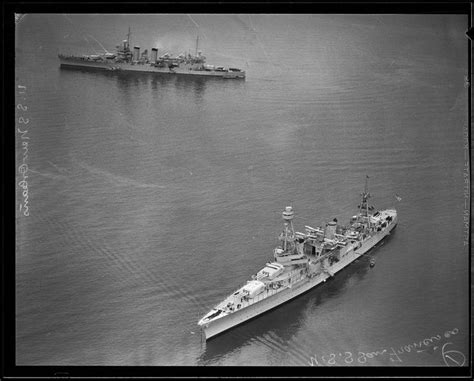 Northampton Class Heavy Cruiser Uss Louisville Ca 28 At Anchor With A