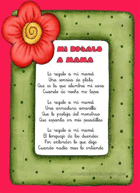 A Red Flower Sitting On Top Of A Green Frame With A Poem Written In Spanish