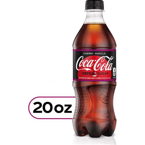 Coca Cola Cherry Vanilla Zero Sugar Bottle 20 Fl Oz Soda And Mixers